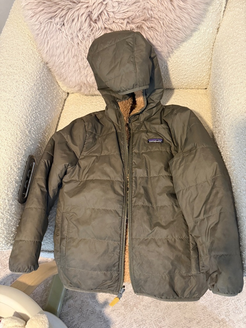 Patagonia Olive Hooded Puffer Jacket
